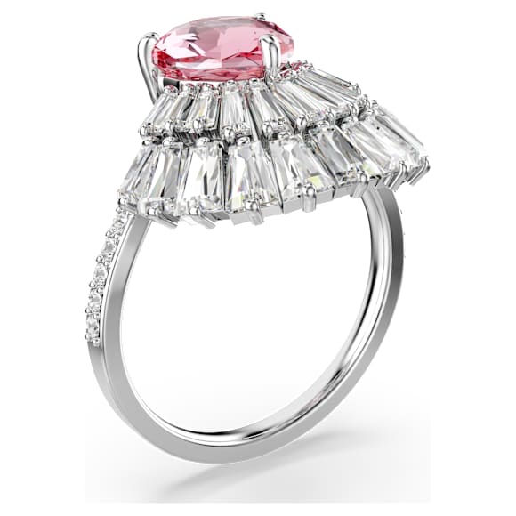 Idyllia cocktail ring, Mixed cuts, Shell, Pink, Rhodium plated - Swarovski, 5687609