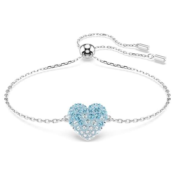 Idyllia 手鏈, 心形, 藍色, 鍍白金色 - Swarovski, 5687621