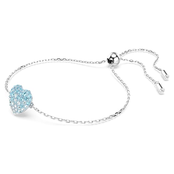 Idyllia bracelet, Heart, Blue, Rhodium plated - Swarovski, 5687621