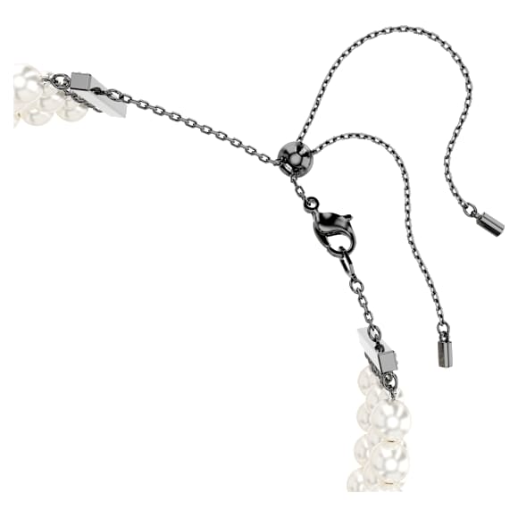 Idyllia choker, Crystal pearl, Shell, Blue, Ruthenium plated - Swarovski, 5688233
