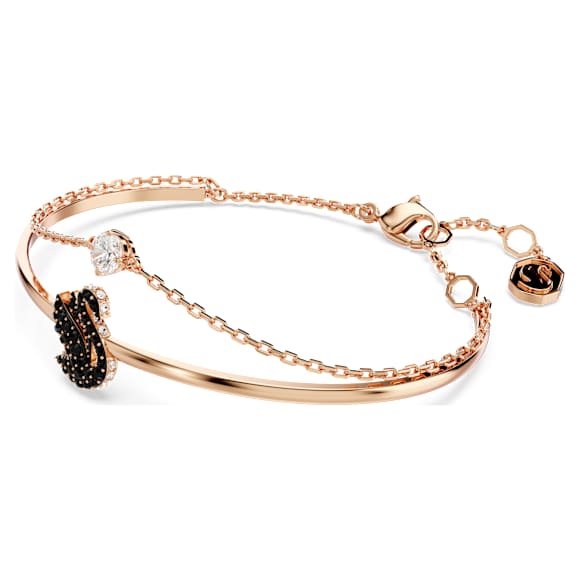 Swan Armreif, Schwan, Schwarz, Roségold-Legierungsschicht - Swarovski, 5688248