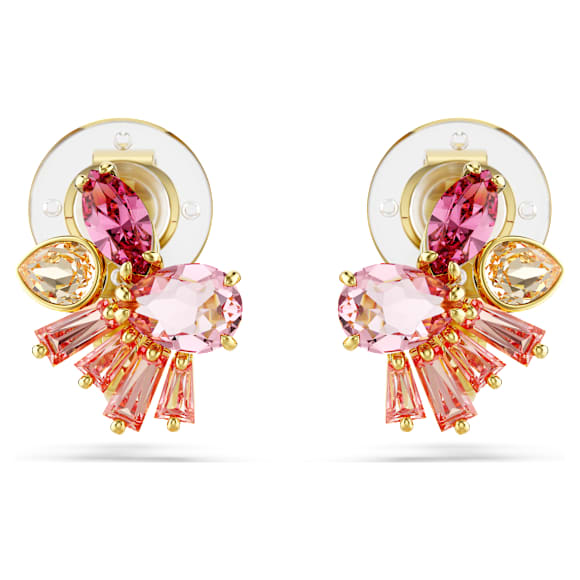 Boucles d'oreilles clip Gema, Tailles variées, Fleur, Roses, Placage de ton or - Swarovski, 5688479