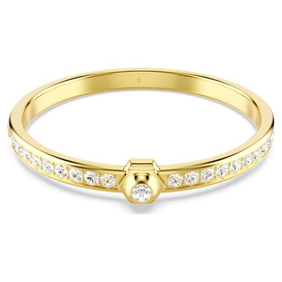 Numina bangle, Round cut, White, Gold-tone plated - Swarovski, 5688492