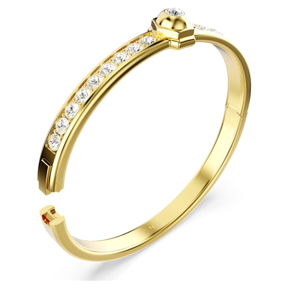 Numina bangle, Round cut, White, Gold-tone plated - Swarovski, 5688492