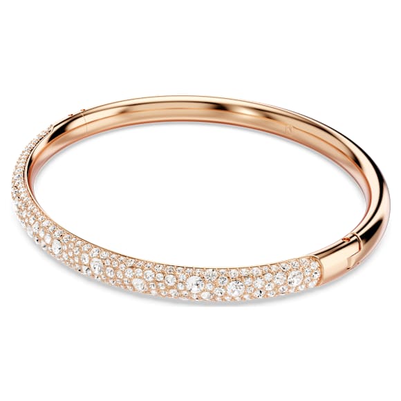 Meteora bangle, Snow pavé, White, Rose gold-tone plated - Swarovski, 5688610