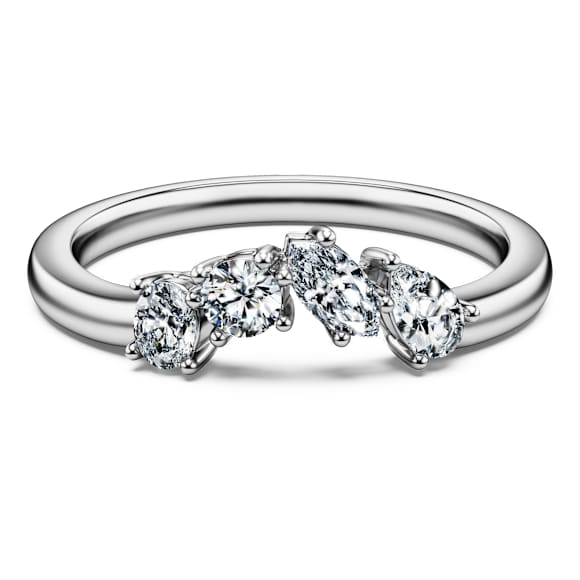 Galaxy ring, Set (2), Lab-grown diamonds 1.4 ct tw, Pear shape, 18K white gold - Swarovski, 5688851