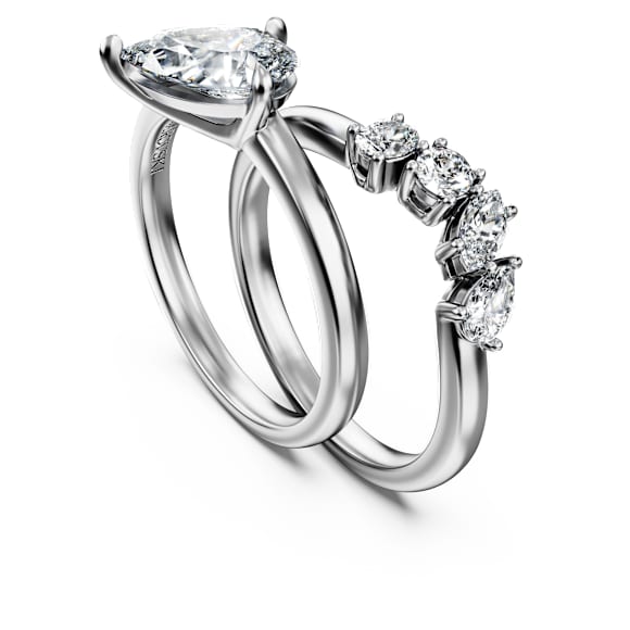 Anel Galaxy, Conjunto (2), Diamantes criados em laboratório 1.4 ct tw, Forma de pera, Ouro branco de 18 quilates - Swarovski, 5688853