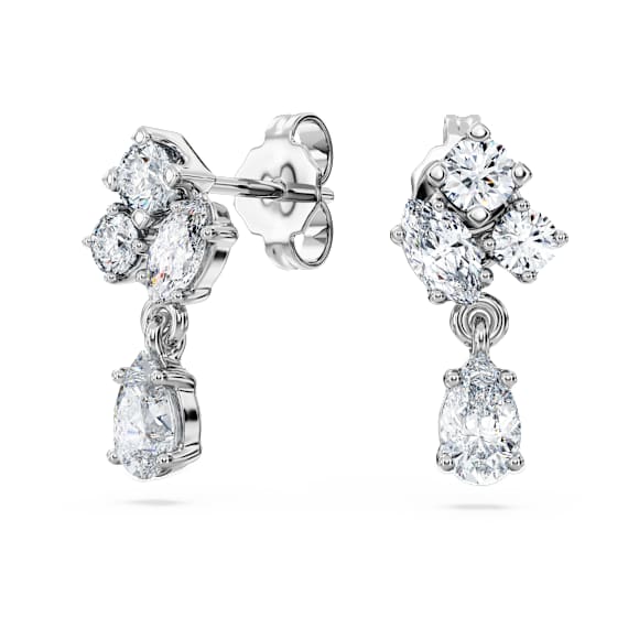 Galaxy drop earrings, Lab-grown diamonds 0.75 ct tw, Mixed shapes, 18K white gold - Swarovski, 5688874