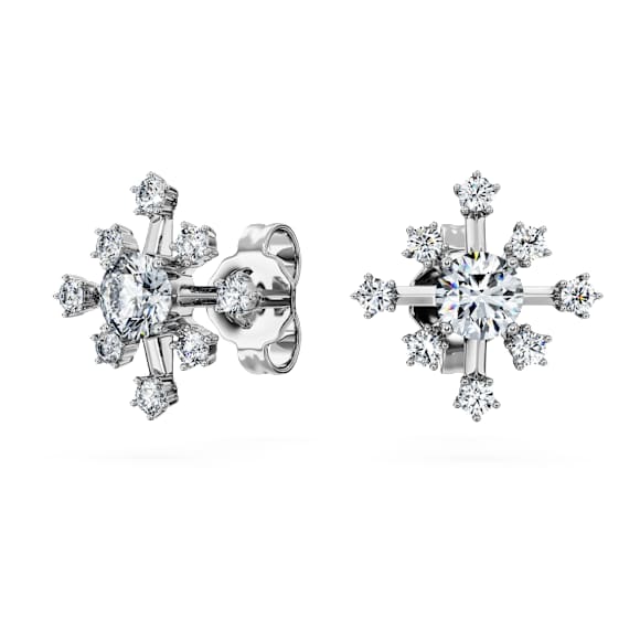 Galaxy stud earrings, Lab-grown diamonds 0.5 ct tw, Round shape, 18K white gold - Swarovski, 5688876