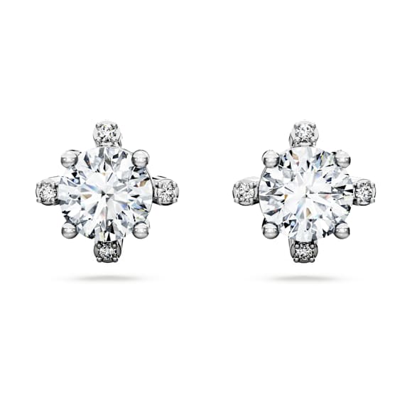 Galaxy stud earrings, Lab-grown diamonds 2.1 ct tw, Round shape, 18K white gold - Swarovski, 5688878