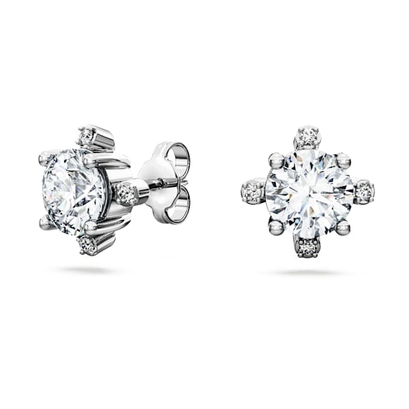 Galaxy stud earrings, Lab-grown diamonds 2.1 ct tw, Round shape, 18K white gold - Swarovski, 5688878