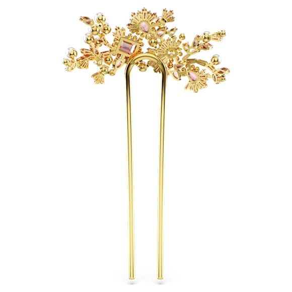 Gema 헤어 클립, 크리스털 펄, 믹스 컷, 크리스털 펄, 꽃, 핑크, 골드 톤 플래팅 - Swarovski, 5689051