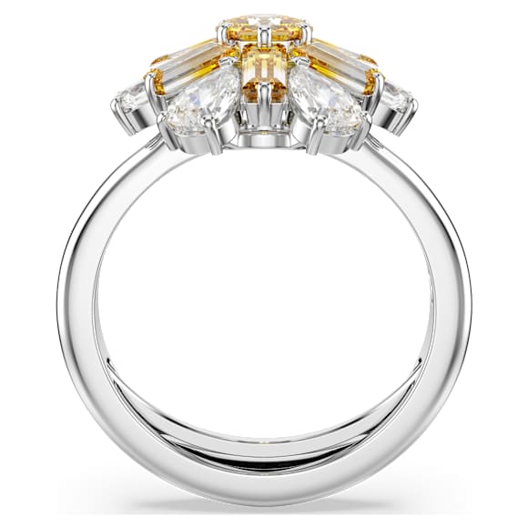 Idyllia Cocktailring, Verschiedene Schliffe, Blume, Gelb, Rhodiniert - Swarovski, 5689087