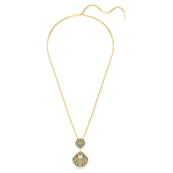 Pendente Idyllia, Crystal Pearl, Taglio misto, Conchiglia, Bianco, Placcato color oro - Swarovski, 5689197