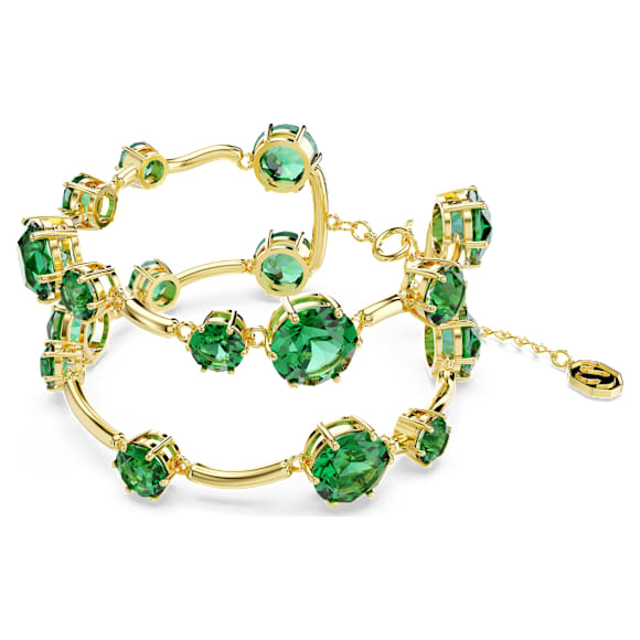 Constella bracelet, Mixed round cuts, Green, 18K gold finish - Swarovski, 5689219