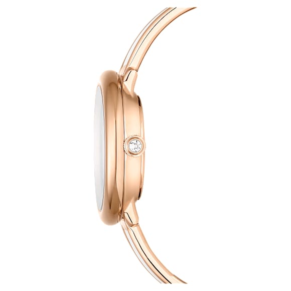 Crystalline Bangle watch, Swiss Made, Metal bracelet, White, Rose gold-tone finish - Swarovski, 5689324
