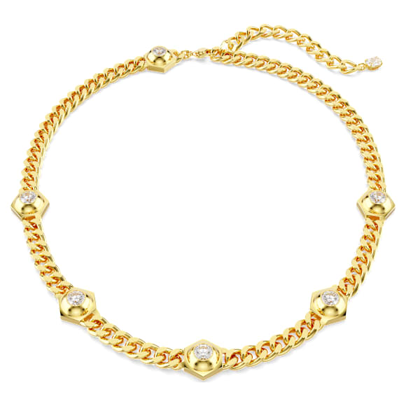 Collier Numina, Taille ronde, Blanc, Placage de ton or - Swarovski, 5689424