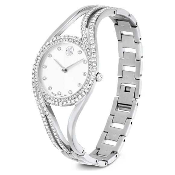 Hyperbola karpereces óra, Svájci gyártmány, Ezüstszínű, Rozsdamentes acél - Swarovski, 5689432