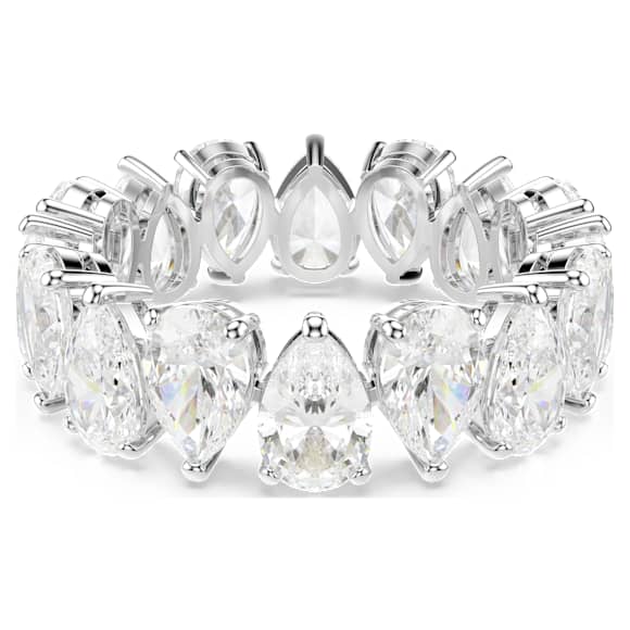Matrix Vittore ring, Pear cut, White, Silver-tone finish - Swarovski, 5689472