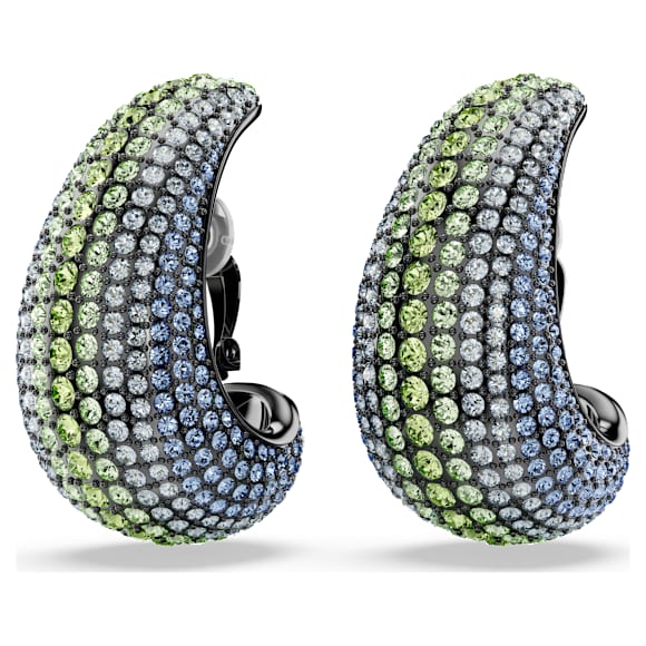 Sublima clip earrings, Round cut, Large, Multicolored, Ruthenium plated - Swarovski, 5689592