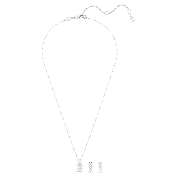Conjunto Matrix, Crystal Pearl, Lapidação redonda, Branco, Lacado a ródio - Swarovski, 5689624