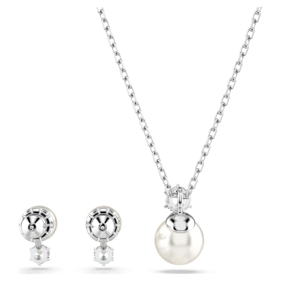 Conjunto Matrix, Crystal Pearl, Lapidação redonda, Branco, Lacado a ródio - Swarovski, 5689624