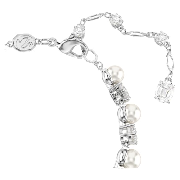 Matrix Tennisarmband, Kristallpärla, Rund slipning, Vit, Rodiumpläterad - Swarovski, 5689625