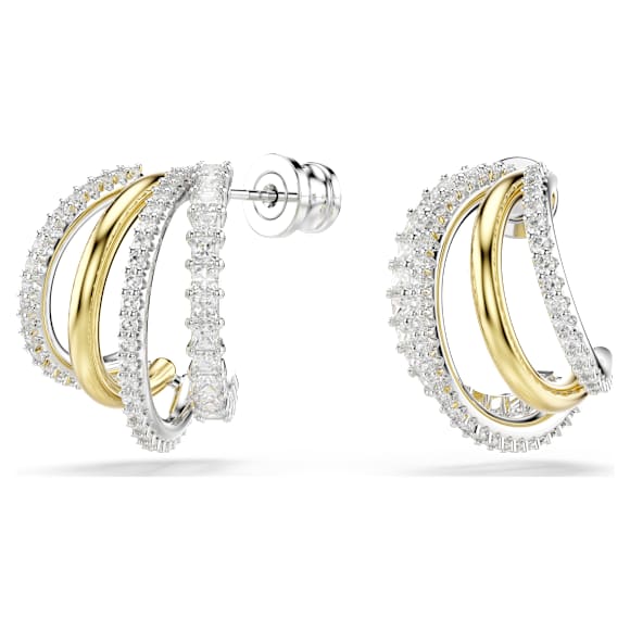 Hyperbola karika fülbevaló, Vegyes metszés, Mini, Fehér, Kevertfém-felület - Swarovski, 5689718