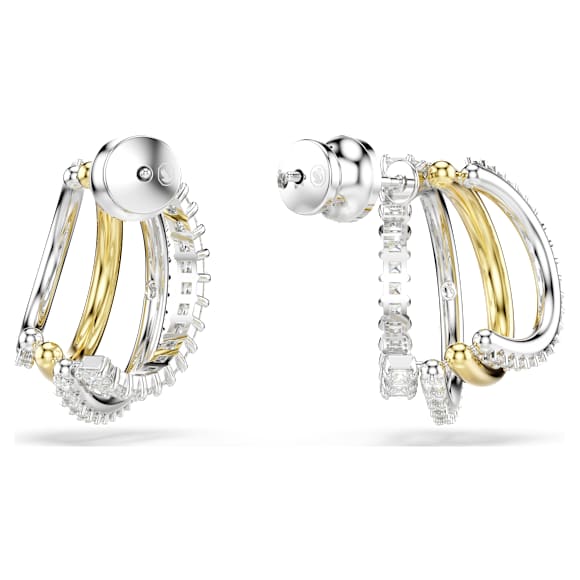 Hyperbola 후프 이어링, 믹스 컷, 미니, 화이트, 믹스 메탈 피니시 - Swarovski, 5689718