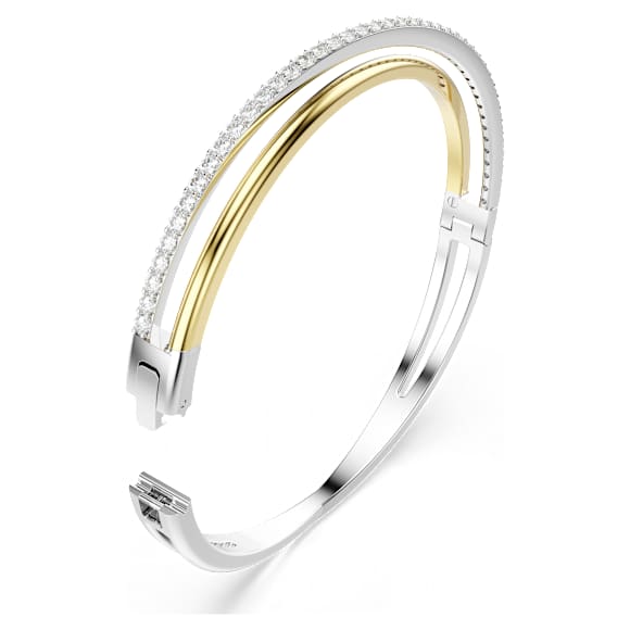 Bracciale rigido Hyperbola, Taglio Round, Bianco, Mix di finiture - Swarovski, 5689722