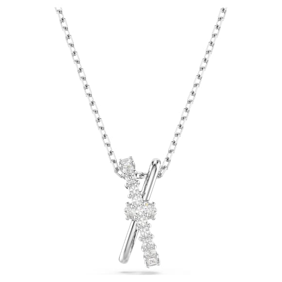 Hyperbola pendant, Mixed cuts, Twist, White, Rhodium plated - Swarovski, 5689723