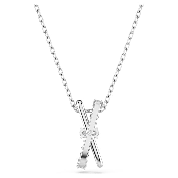Hyperbola pendant, Mixed cuts, Twist, White, Rhodium plated - Swarovski, 5689723