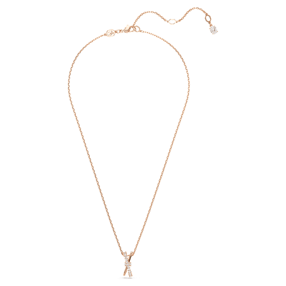 Hyperbola pendant, Mixed cuts, Twist, White, Rose gold-tone plated - Swarovski, 5689788