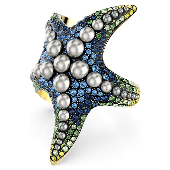Idyllia cuff, Crystal pearls, Starfish, Multicolored, Gold-tone plated - Swarovski, 5689914
