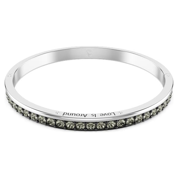 Connexus bangle, Round cut, `Love is around`, Black, Rhodium plated - Swarovski, 5690018