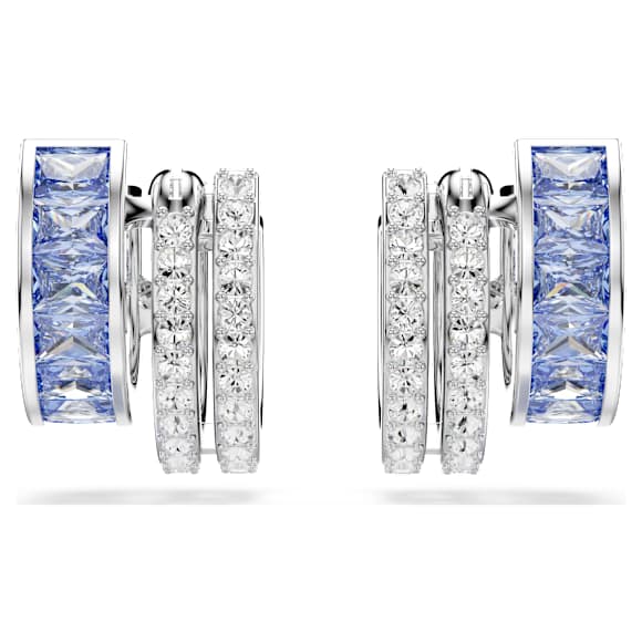 Connexus hoop earrings, Mixed cuts, Blue, Rhodium plated - Swarovski, 5690030