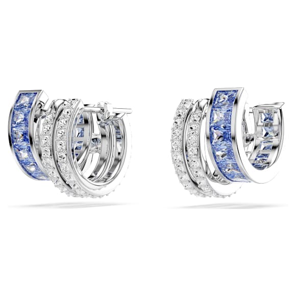 Connexus hoop earrings, Mixed cuts, Blue, Rhodium plated - Swarovski, 5690030