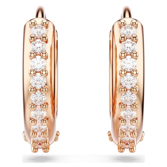 Matrix hoop earrings, Round cut, White, Rose gold-tone plated - Swarovski, 5690669