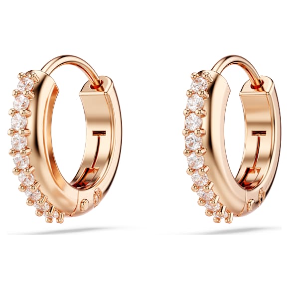 Matrix hoop earrings, Round cut, White, Rose gold-tone plated - Swarovski, 5690669
