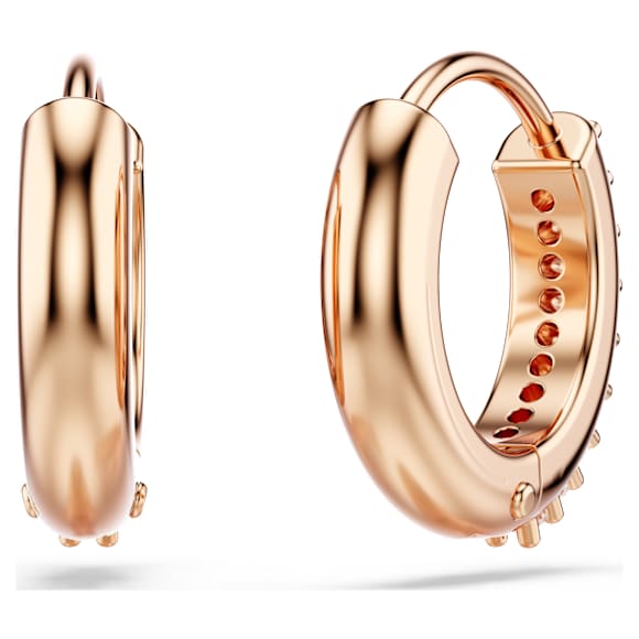 Matrix hoop earrings, Round cut, White, Rose gold-tone plated - Swarovski, 5690669