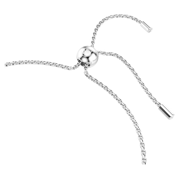Matrix bracelet, Gradient of round cuts, White, Rhodium plated - Swarovski, 5690677