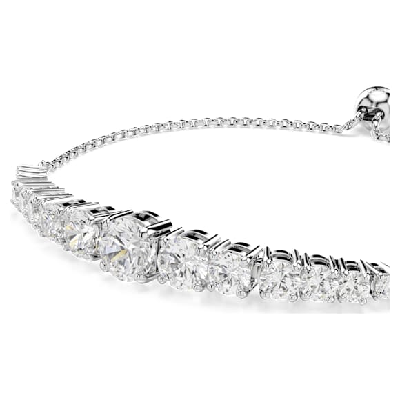 Matrix bracelet, Gradient of round cuts, White, Rhodium plated - Swarovski, 5690677