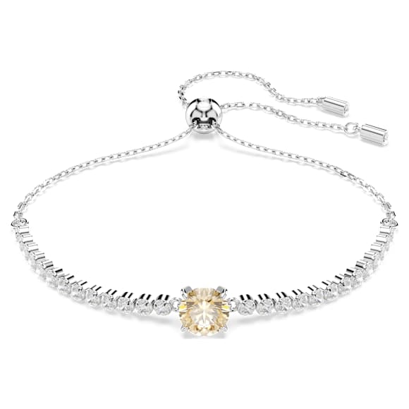 Matrix armband, Verschillende slijpvormen, Geel, Rodium toplaag - Swarovski, 5690694