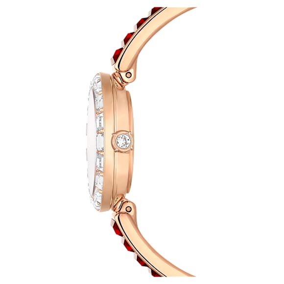Ceas Matrix Bangle, Fabricat în Elveția, Brățară cu cristale, Roșu, Finisaj în nuanță roz-aurie - Swarovski, 5690811