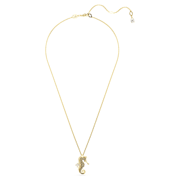 Idyllia 펜던트, 크리스털 펄, 해마, 화이트, 18K 골드 피니시 - Swarovski, 5690874