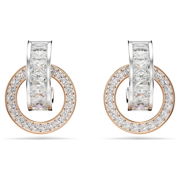 Connexus drop earrings, Mixed cuts, `Love is around`, Small, White, Mixed metal finish - Swarovski, 5691177