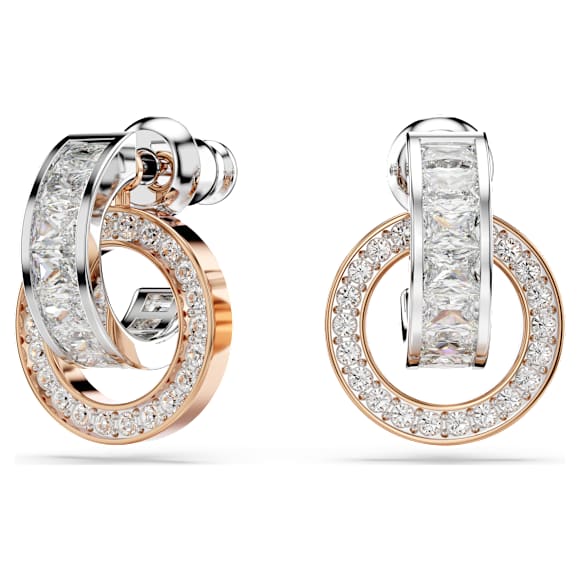 Connexus drop earrings, Mixed cuts, `Love is around`, Small, White, Mixed metal finish - Swarovski, 5691177