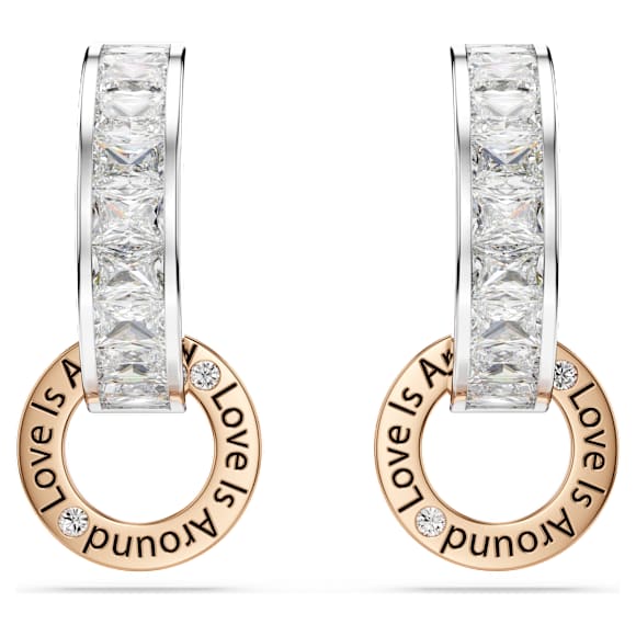 Connexus drop earrings, Mixed cuts, `Love is around`, White, Mixed metal finish - Swarovski, 5691178