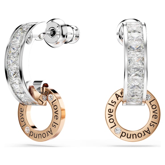 Visací náušnice Connexus, Různé výbrusy, `Love is around`, Bílá, Povrchová úprava použitím směsi kovů - Swarovski, 5691178