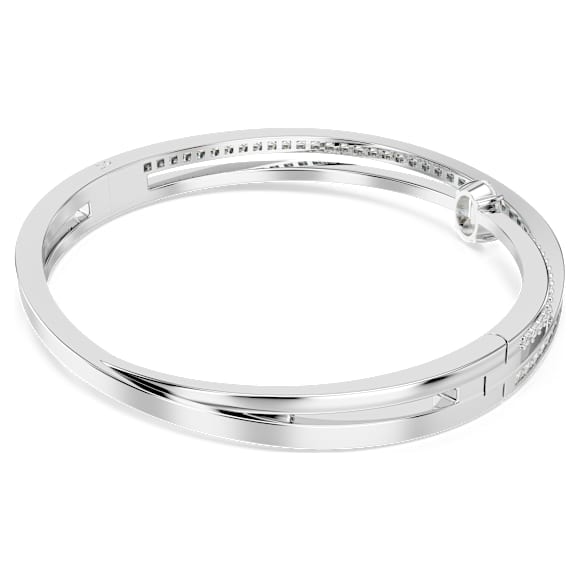 Hyperbola bangle, Mixed cuts, White, Rhodium plated - Swarovski, 5691225